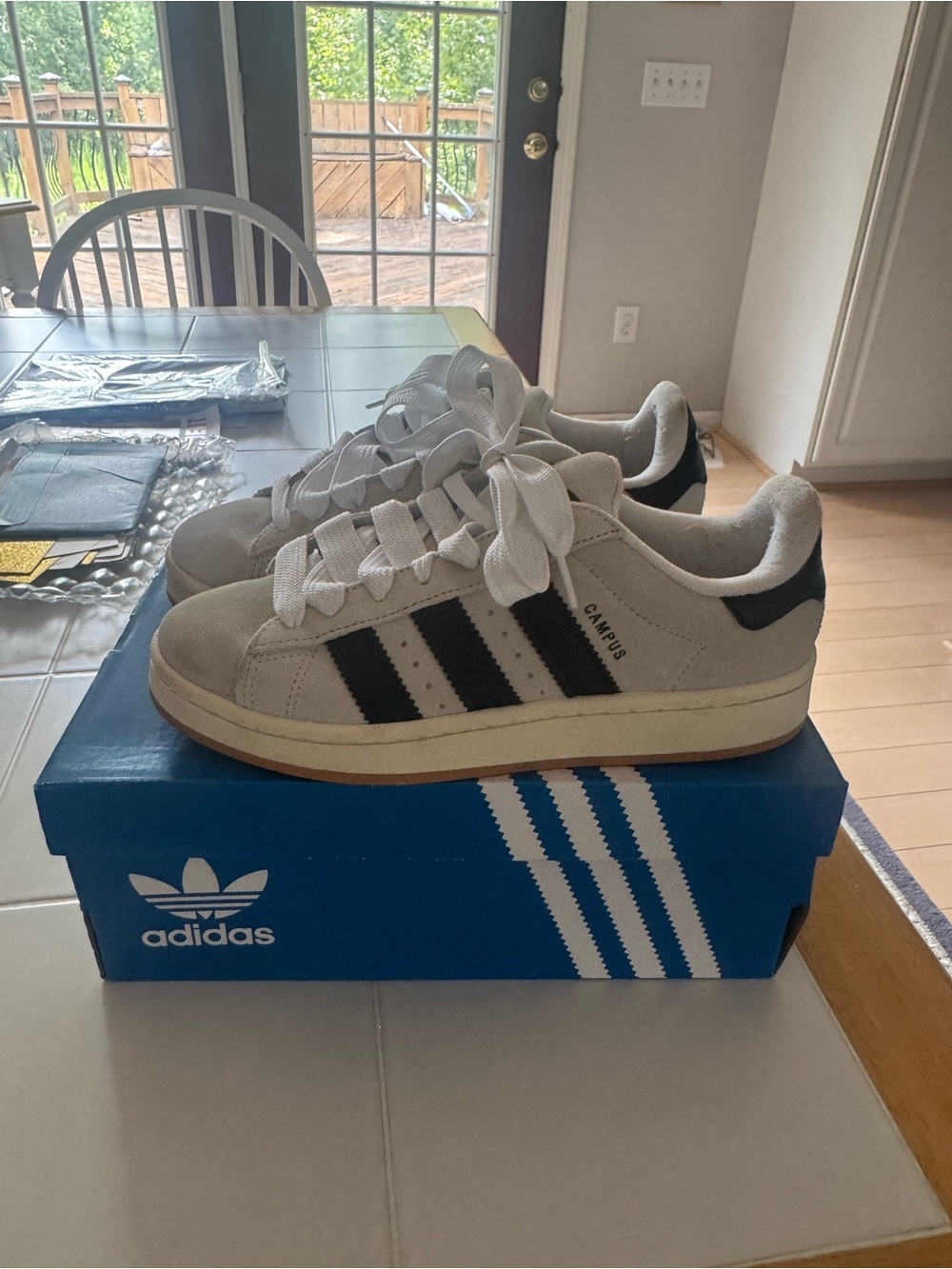 adidas Campus Suede Sneakers in Gray with Black Stripes